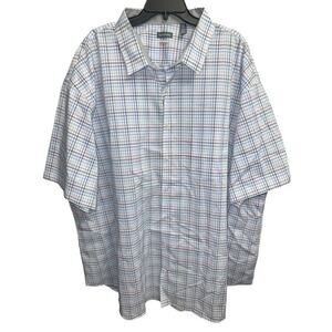 Van Heusen 4XLT Shirt Stain Shield Blue Check Plaid No Wrinkles Odor Soft Touch